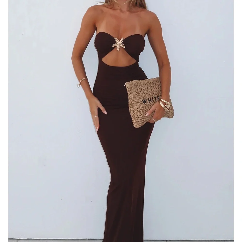 White Fox Boutique Chocolate Strapless Dress - Picture 1 of 1